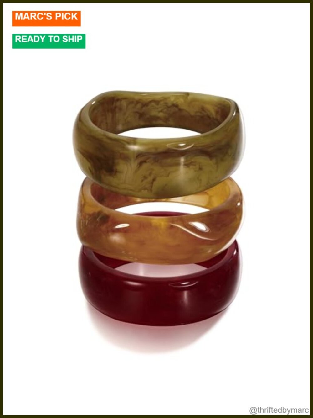 Chunky Resin Bangle Bracelet Set Acetate Wide Stackable Statement Jewelry